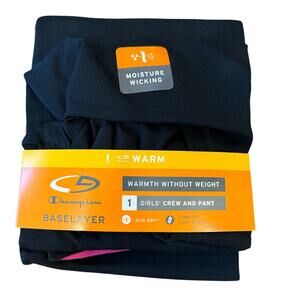 New Champion Black Base layer Set Shirt + Leggings Girls L Kids NWT